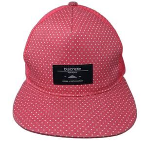 Discrete Trucker Hat Pink White Polka Dot Snapback OSFM Adjustable Mesh Back